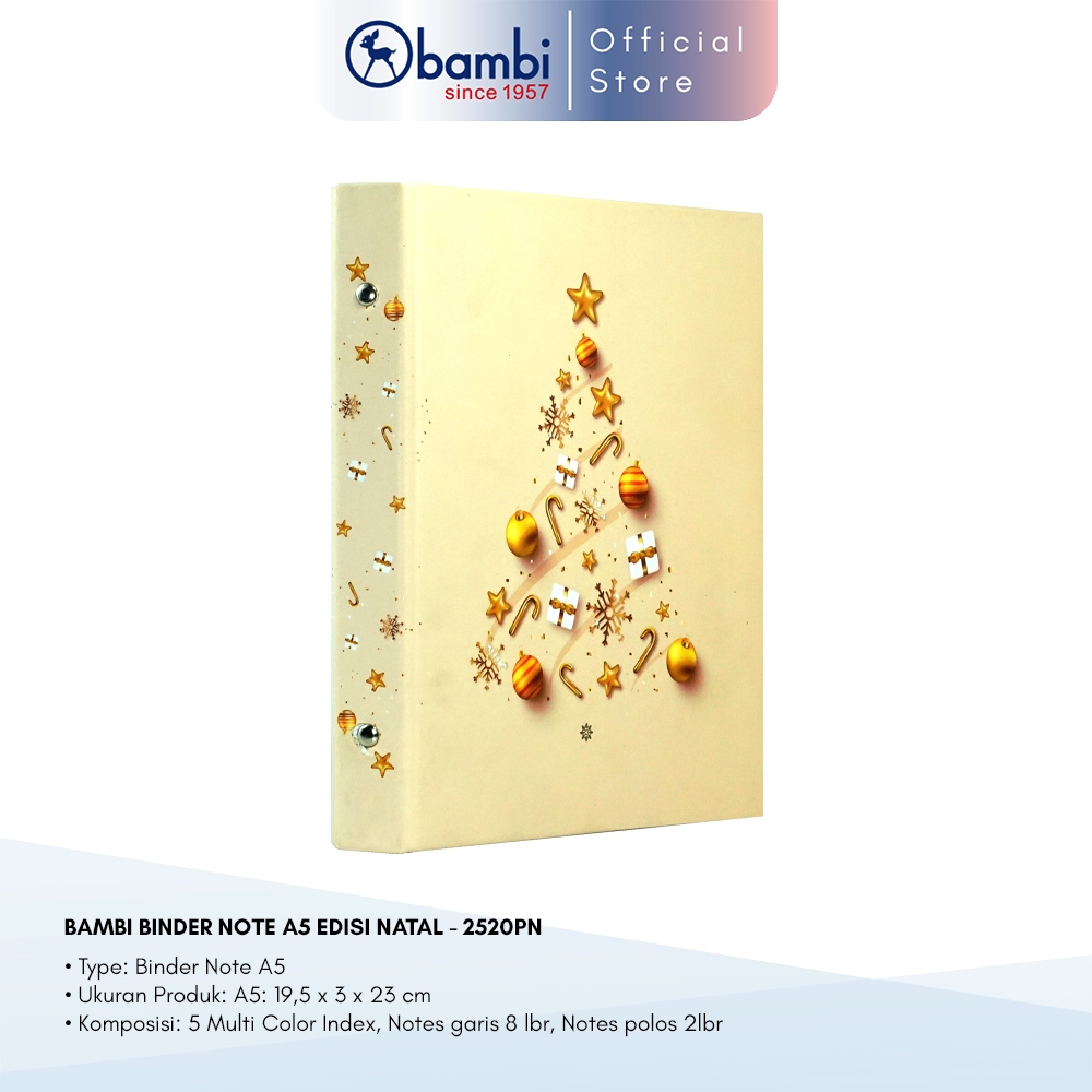 

Bambi Binder Note A5 20 Ring All Color Include Divider & Indexes Edisi Chrismast 2024 Original
