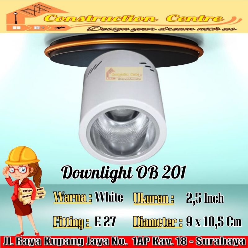 lampu down light outbow 201 white