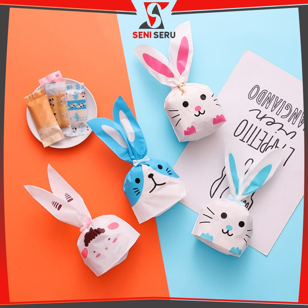 

Plastik Bingkisan Ultah Anak Karakter Kelinci Lucu / Kantong Souvenir Snack Rabbit Plastic Bag / Plastik Goodie Bag Kecil Seni Seru C1181