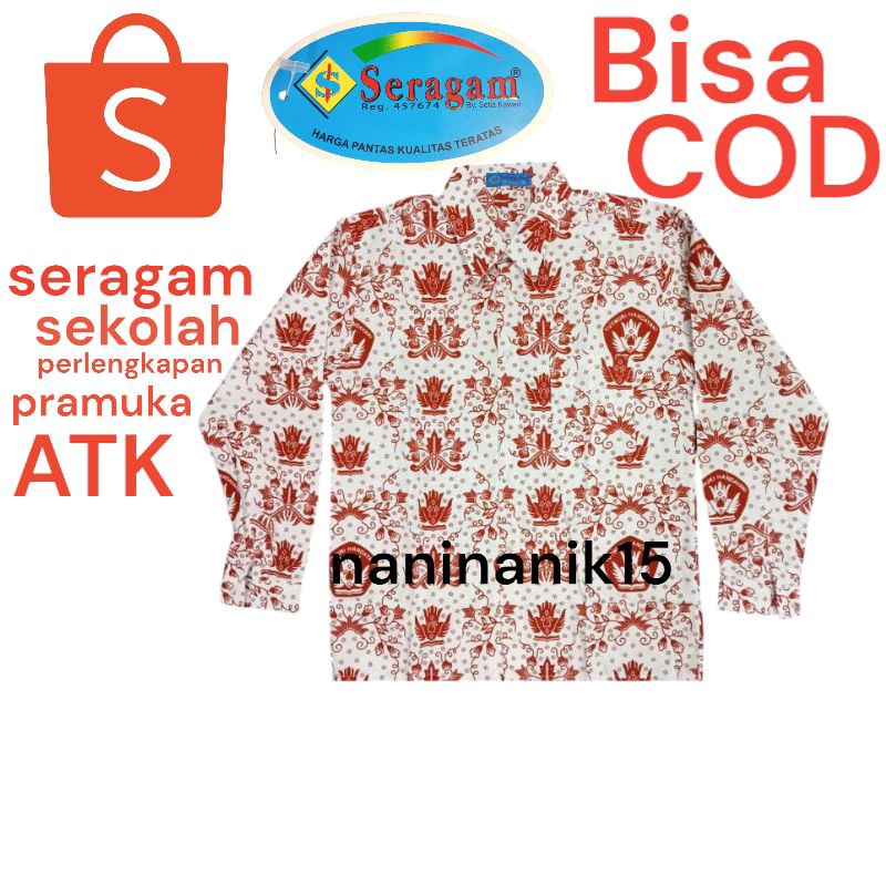 BATIK MERAH SD TUT WURI HANDAYANI LENGAN PANJANG / seragam batik merah sd