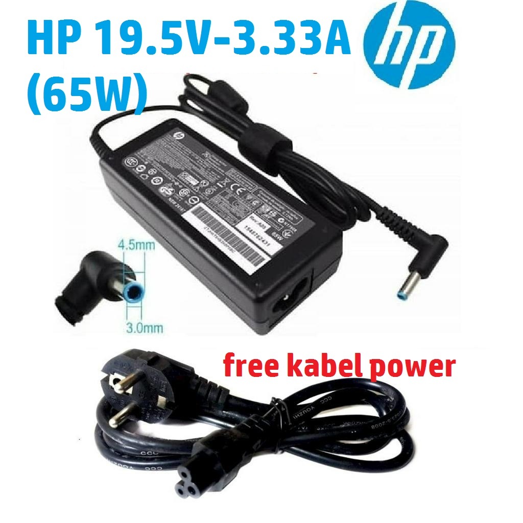 Charger Cas Adaptor Latop HP Stream 11 Pro G4 HP Stream X360 11 13 14 19.5V 3.33A DC 4.5 x 3.0 Blue 