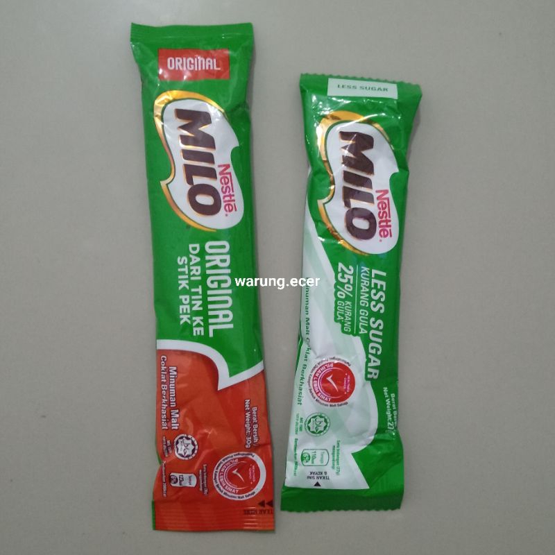 

ECERAN - MILO ORIGINAL STIK PEK / MILO 25% LESS SUGAR KURANG GULA (1 SACHET)