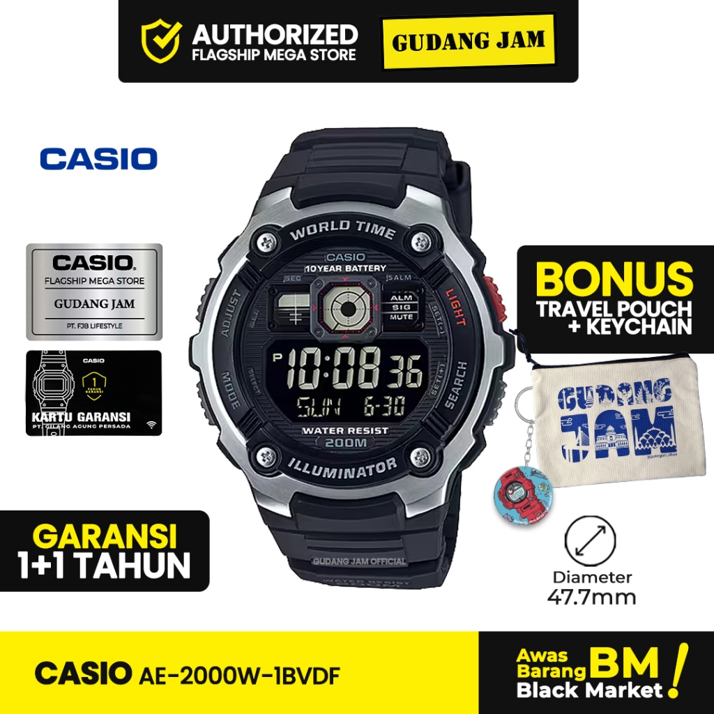 Jam Tangan Casio AE-2000W-1BVDF AE-2000W-1B AE-2000W AE-2000 AE2000W AE 2000W