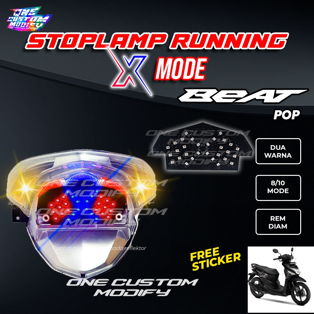 Stoplamp Running X Mode Beat POP Lampu Rem LED Motor Variasi One Custom Modify