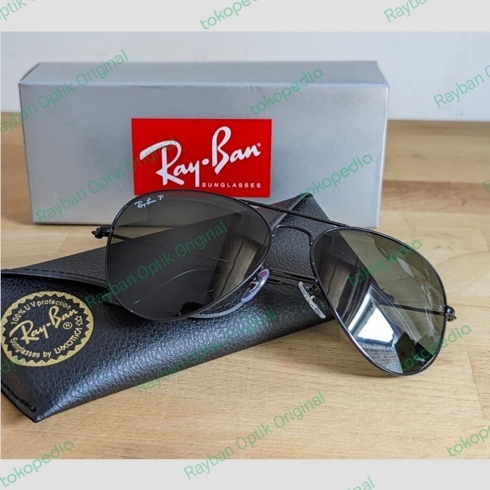 Kacamata rayban aviator RB3026 kaca polarized second original - Hitam