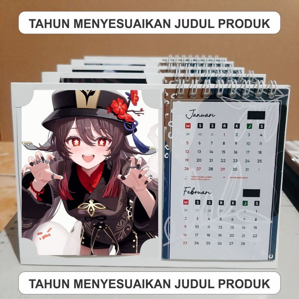 

Kalender duduk 2025 GENSHIN IMPACT HUTAO RAIDEN XIAO YAEMIKO