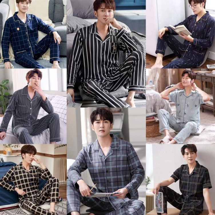 KODE F16K SETELAN BAJU PIYAMA SET BAJU TIDUR PRIA DEWASA CP KATUN IMPORT PREMIUM LENGAN PENDEK STELA