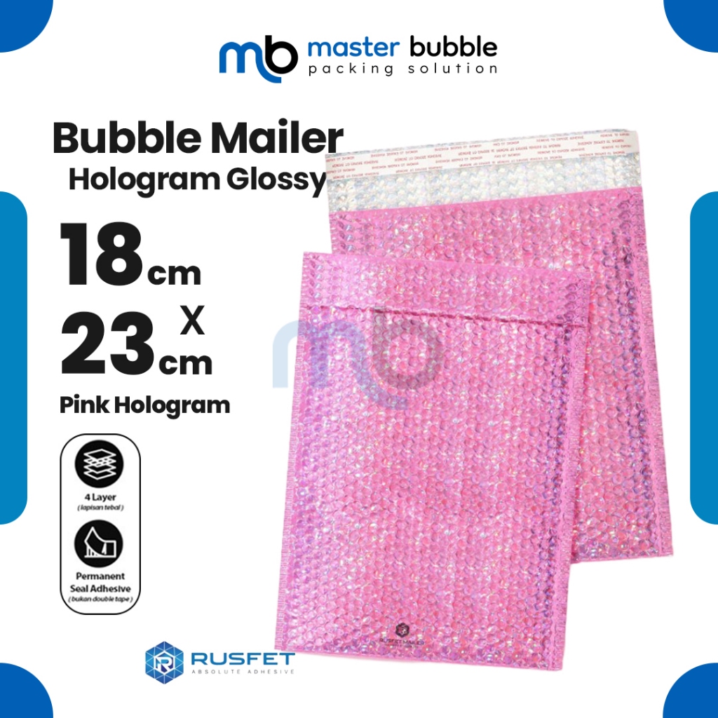 

Amplop Envelope Bubble Mailer Pink Hologram 18 x 23 cm Security Bag Mailer Rusfet Harga Ecer Satuan