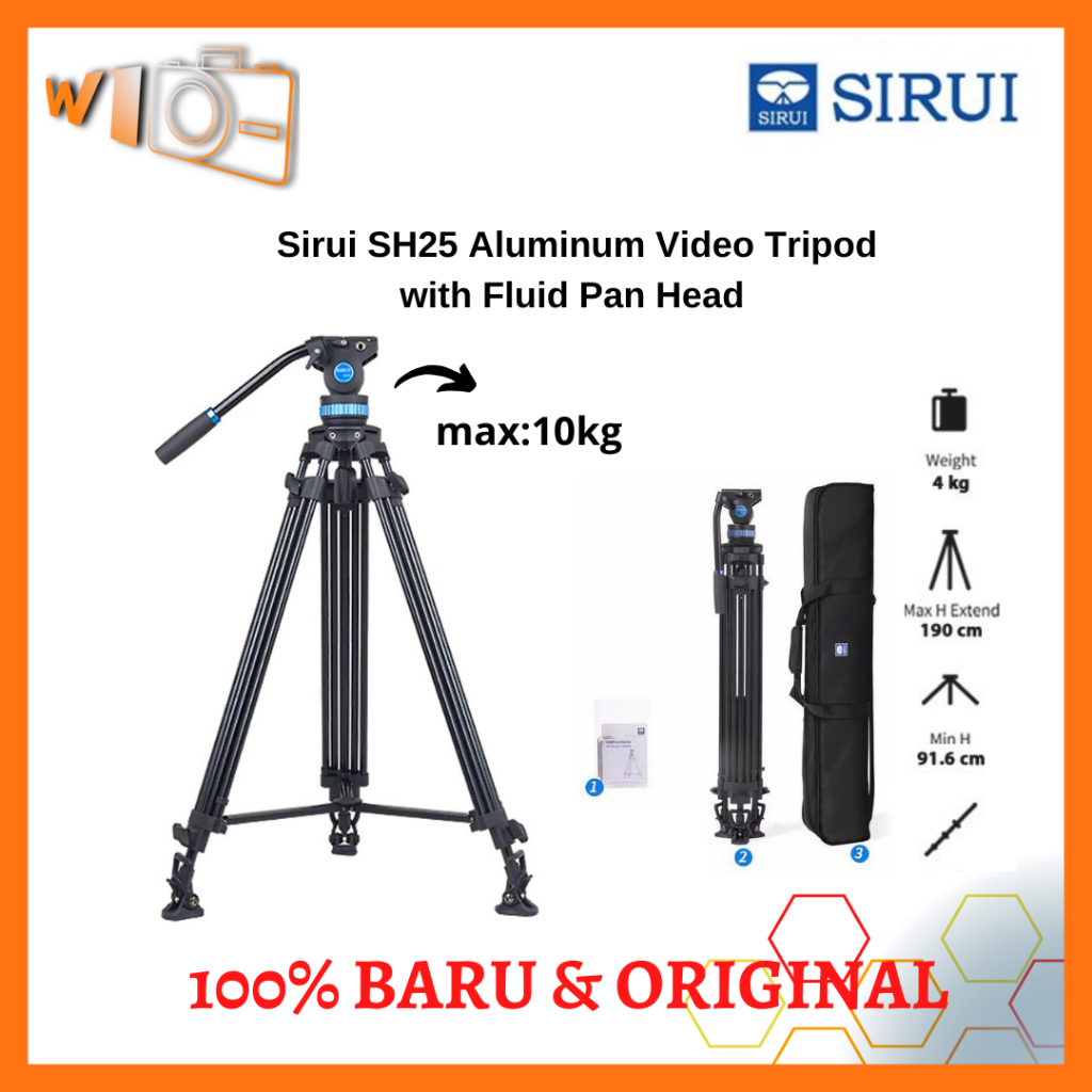 Sirui SH25 Aluminum Video Tripod with Fluid Pan Head Sirui SH 25