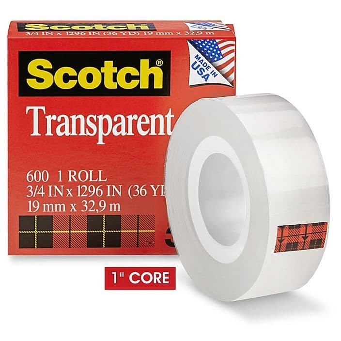 

3M Scotch Transparent Tape 600 Pure Bening 3/4 Inch x 36 Yard