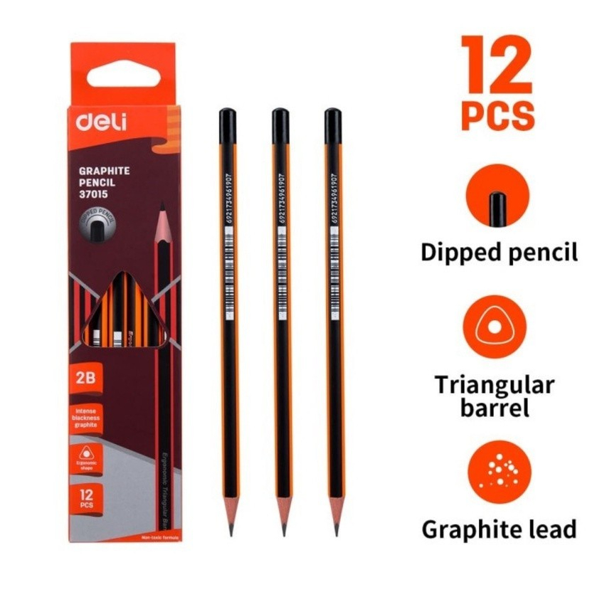 

DELI - E37013 Graphite Pensil Kayu 2B Tidak Beracun Mudah Diasah
