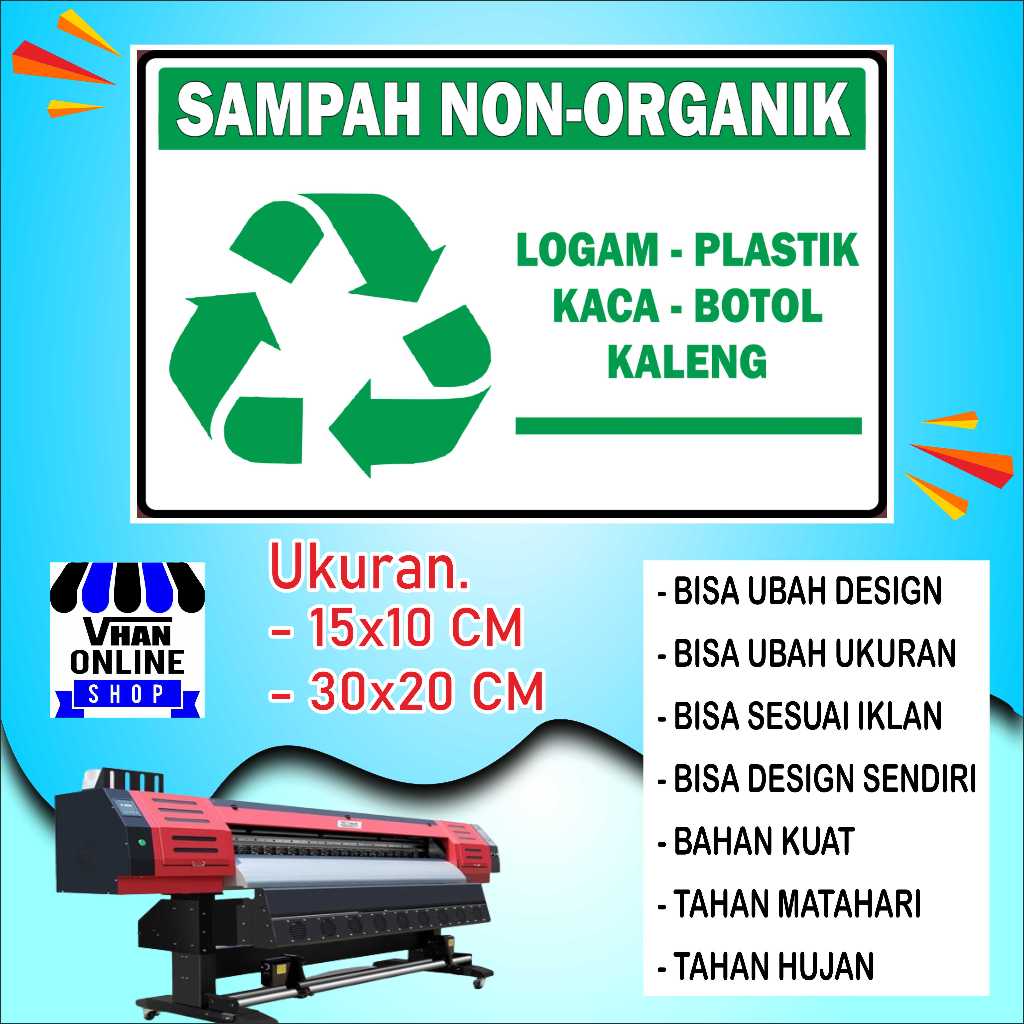 

Cetak Sticker Sampah Non Organik Bahan Kuat Hijau