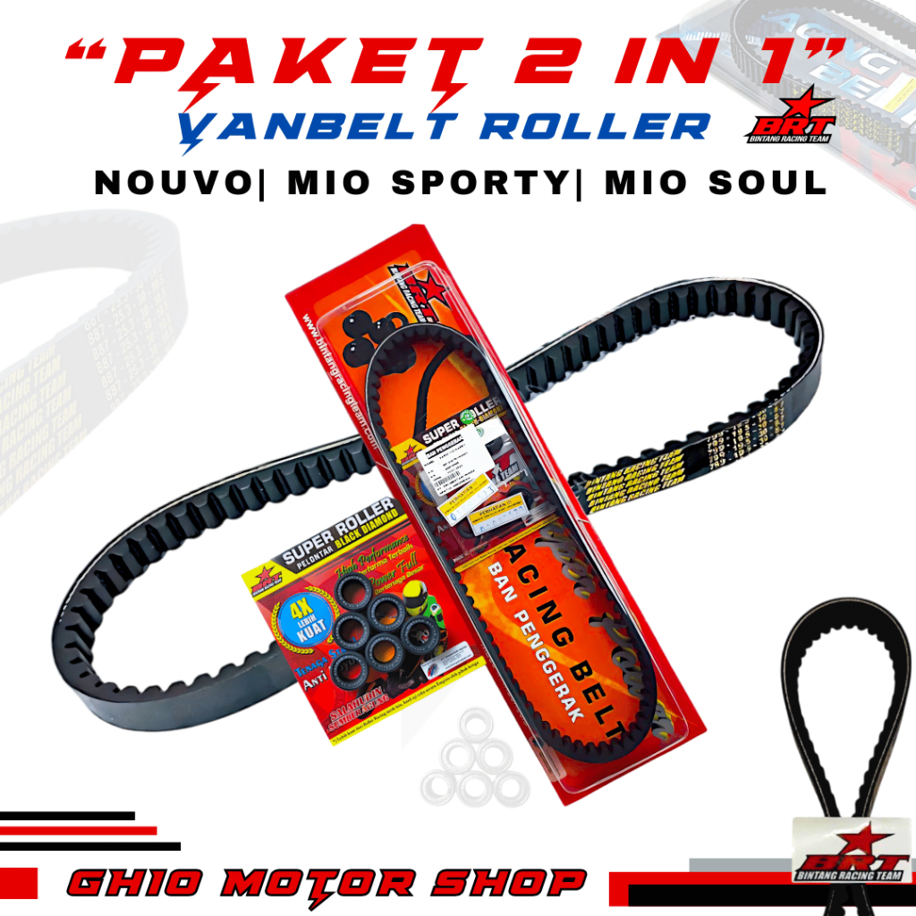 V Belt & Roller BRT Yamaha Nuvo Nouvo Z Lele Mio Karbu Vanbelt V Belt BRT + Roller roler BRT Nuvo - 