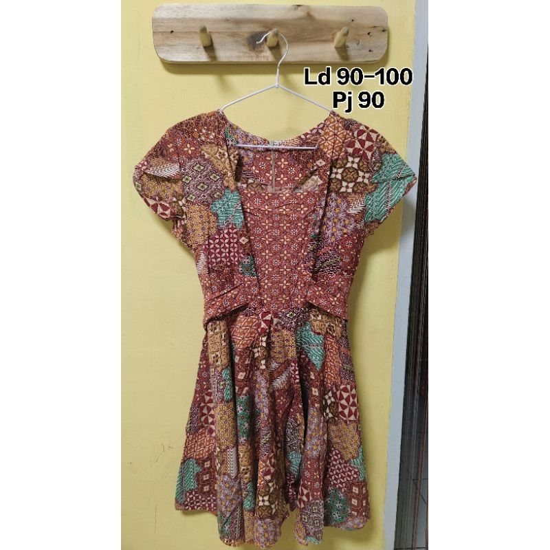 Atasan wanita batik tunik lengan pendek preloved