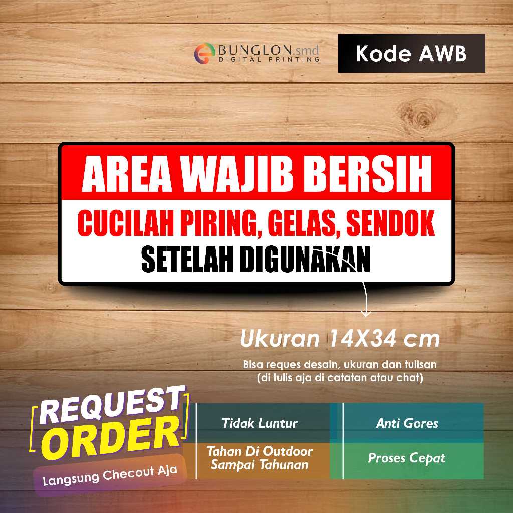 

STIKER AREA WAJIB BERSIH + LAMINASI KODE AWB MERAH PUTIH
