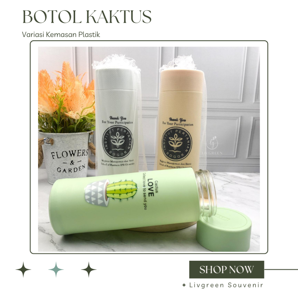 Souvenir Botol Kaca Kaktus  Custom Kemas Tile