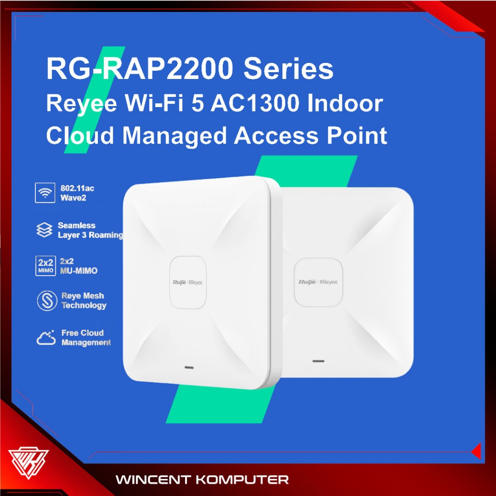 Ruijie Reyee RG-RAP2200(F) AC1300 Dual Band Gigabit Ceiling Mount Access Point PoE