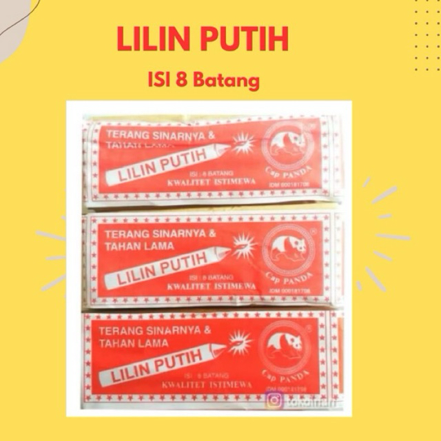 LILIN PUTIH BATANG CAP PANDA