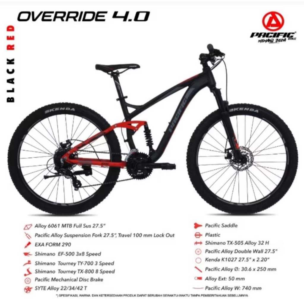 Sepeda Gunung 27.5 PACIFIC OVERRIDE 4.0 ALLOY Suspensi 24 speed ori
