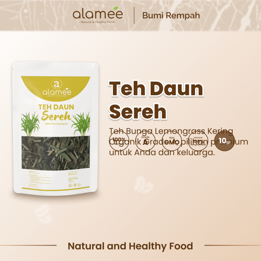 

ALAMEE Lemongrass Leaf Tea Teh Daun Sereh Organik Herbal OrganicKering Dried Serai 10gr