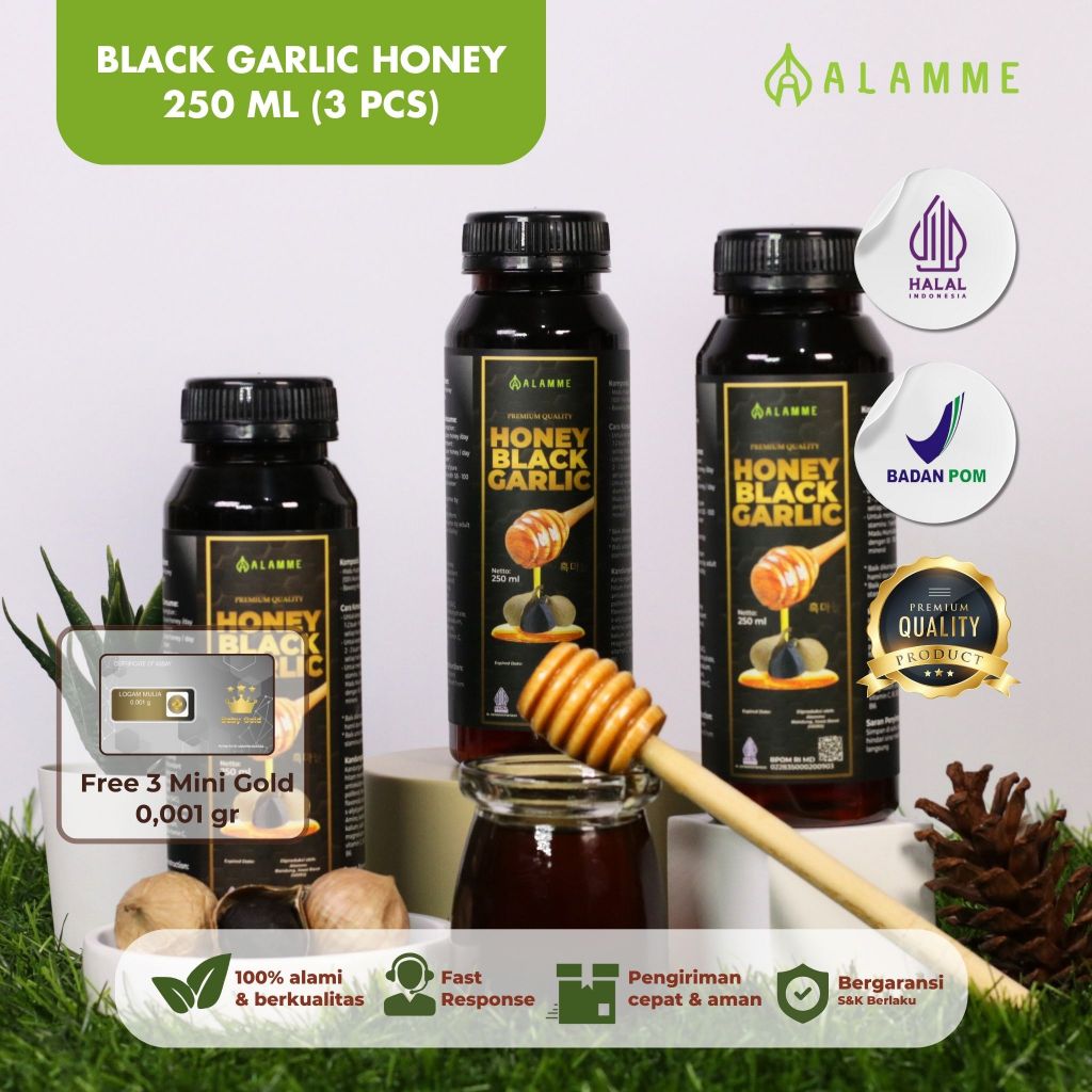 

Alamme - Black Garlic Honey Madu Bawang Hitam Tunggal Lanang Premium 250ml 3pcs