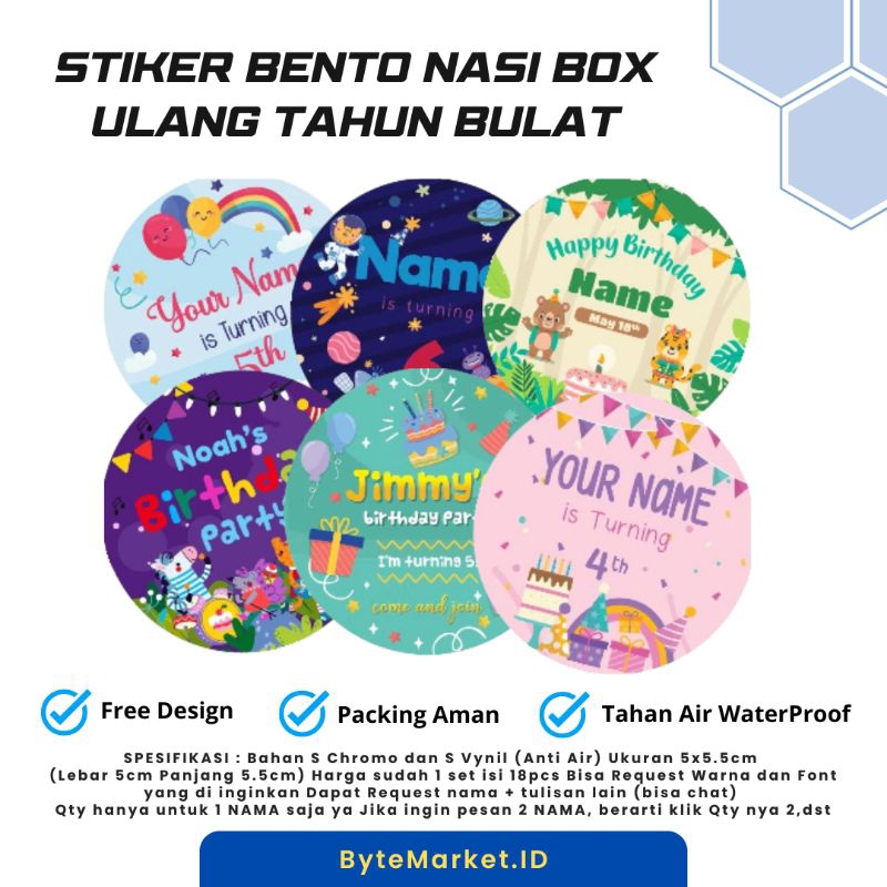 

Stiker Ulang Tahun Anak | Sticker Happy Birthday | Stiker tempelan souvenir / bingkisan anak / Murah dan Ekonomis