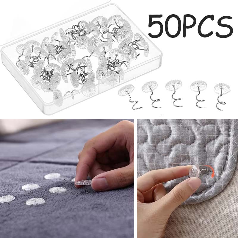 50/100 Pcs Alat Penjepit Sprei Anti Geser Sprei Penjepit Multifungsi Pengikat Sprei Anti Geser Paku 