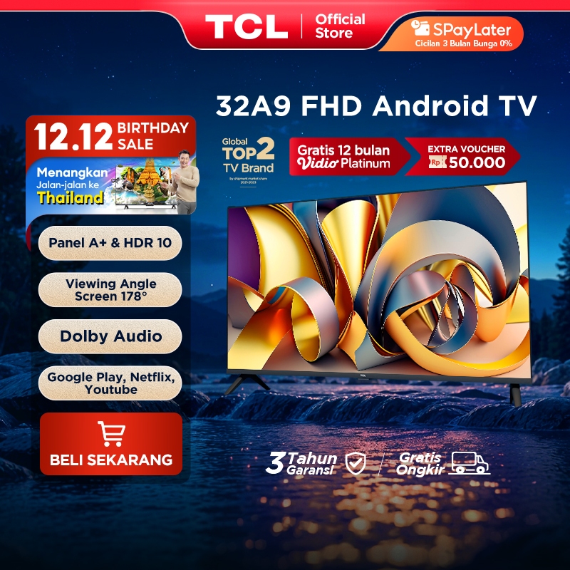 [FHD Google Assist] TCL 32 Inch Smart Android TV - Dolby Audio - Google Play/Netflix/Youtube - Wifi/