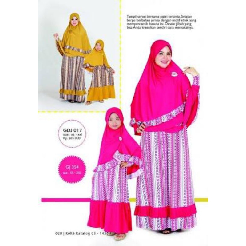 OBRAL GAMIS JERSEY+JILBAB SYAR'I COUPLE IBU dan ANAK dari KEKE