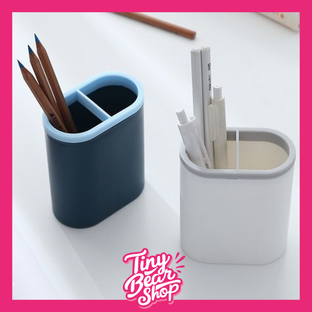 

[Tiny Bear] COD Holder Rak Pena Meja Tempat Pensil Pena Organizer Dua Sekat