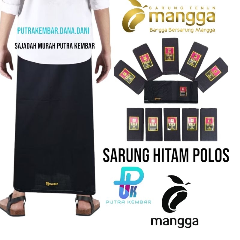 Sarung MANGGA hitam polos original | Sarung hitam polos murah | Sarung Mangga Gold Original