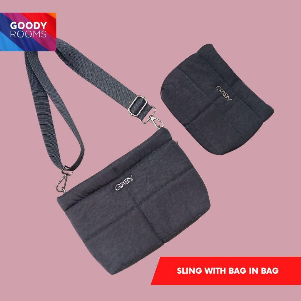 Gaby Tas Selempang Puffy Wanita Cewe Adjustable Nylon Sling Bag