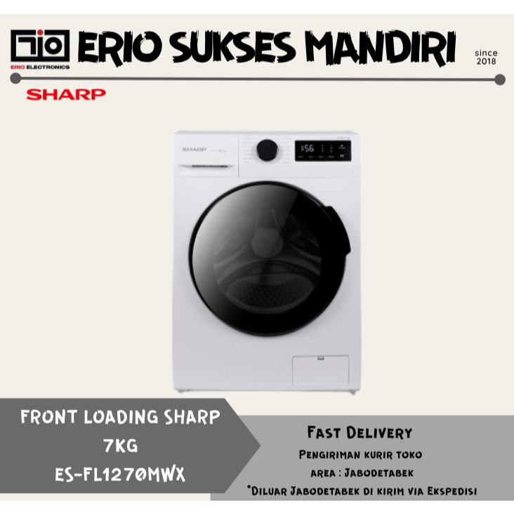 SHARP ES-FL1270MWX Mesin Cuci Front Loading Inverter Technology 7 Kg