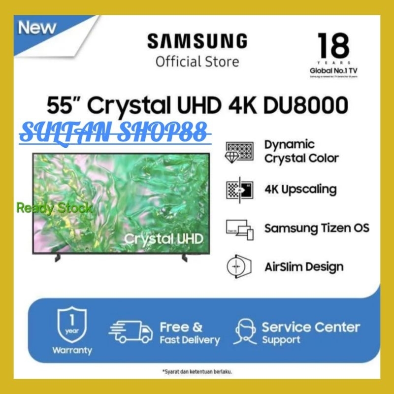 SAMSUNG 55DU8000 55 INCH CRYSTAL UHD 4K SMART TV I SAMSUNG SMART TV UA55DU8000 NEW SERIES 2024