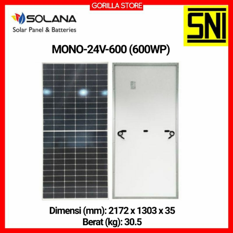 SOLAR PANEL 24V 600WP SOLANA SOLAR CELL MONOCRYSTALLINE