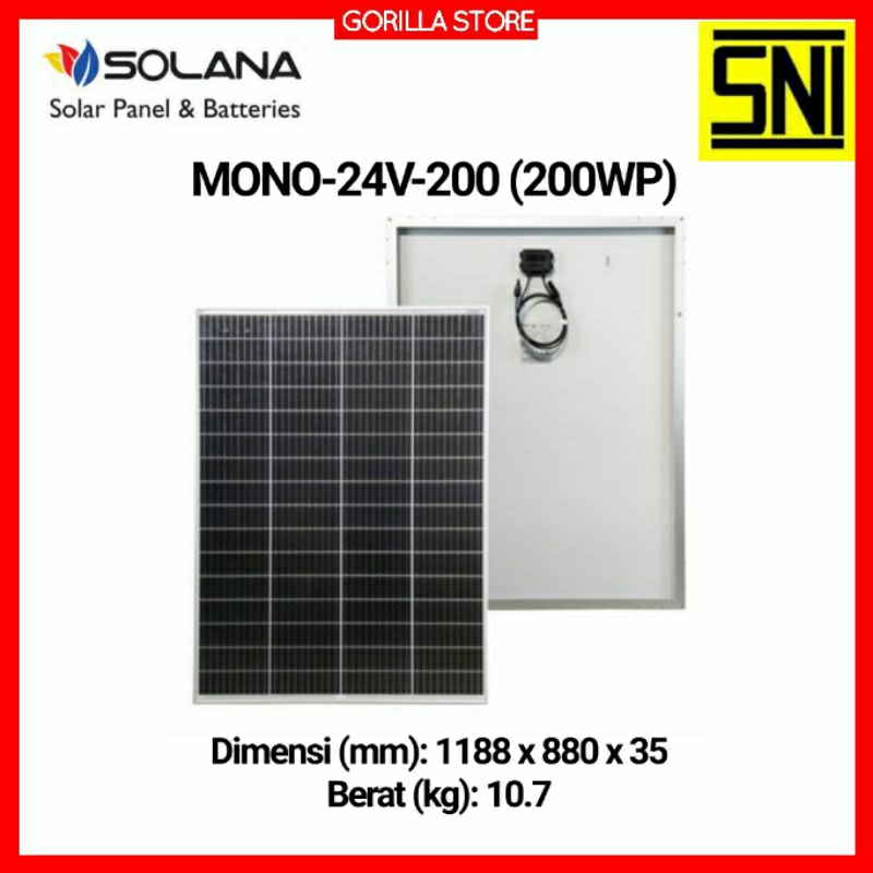 SOLAR PANEL 200WP SOLANA SOLAR CELL MONOCRYSTALLINE