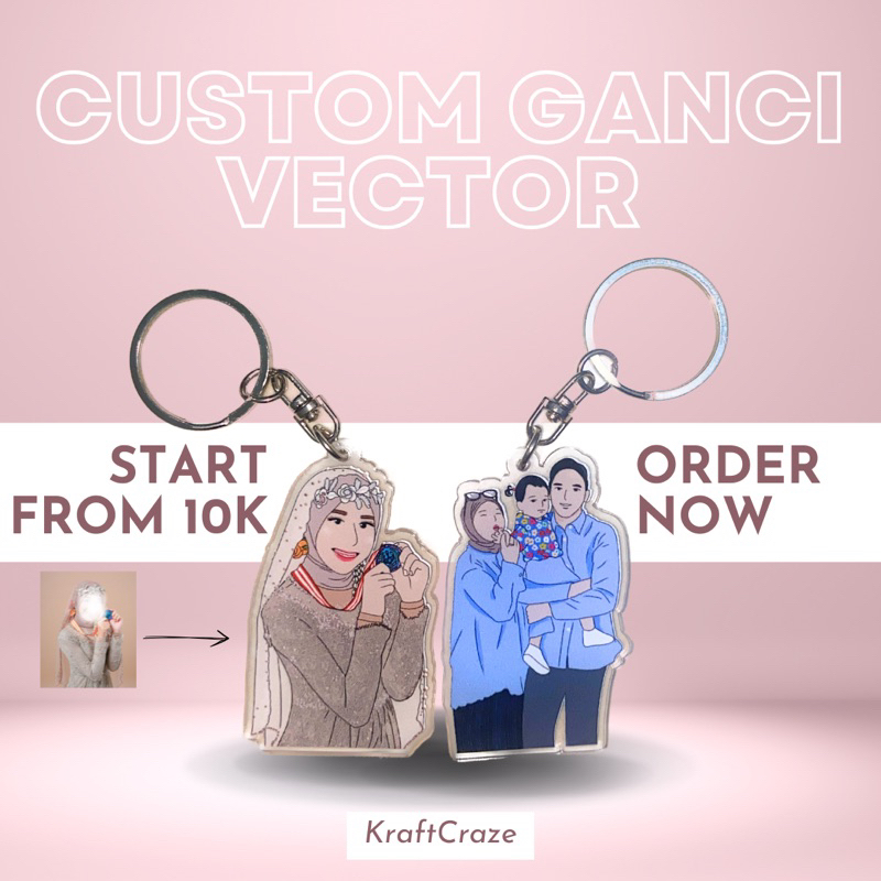 Custom gantungan kunci keychain gambar kartun vector kado unik ulang tahun wisuda anniversary
