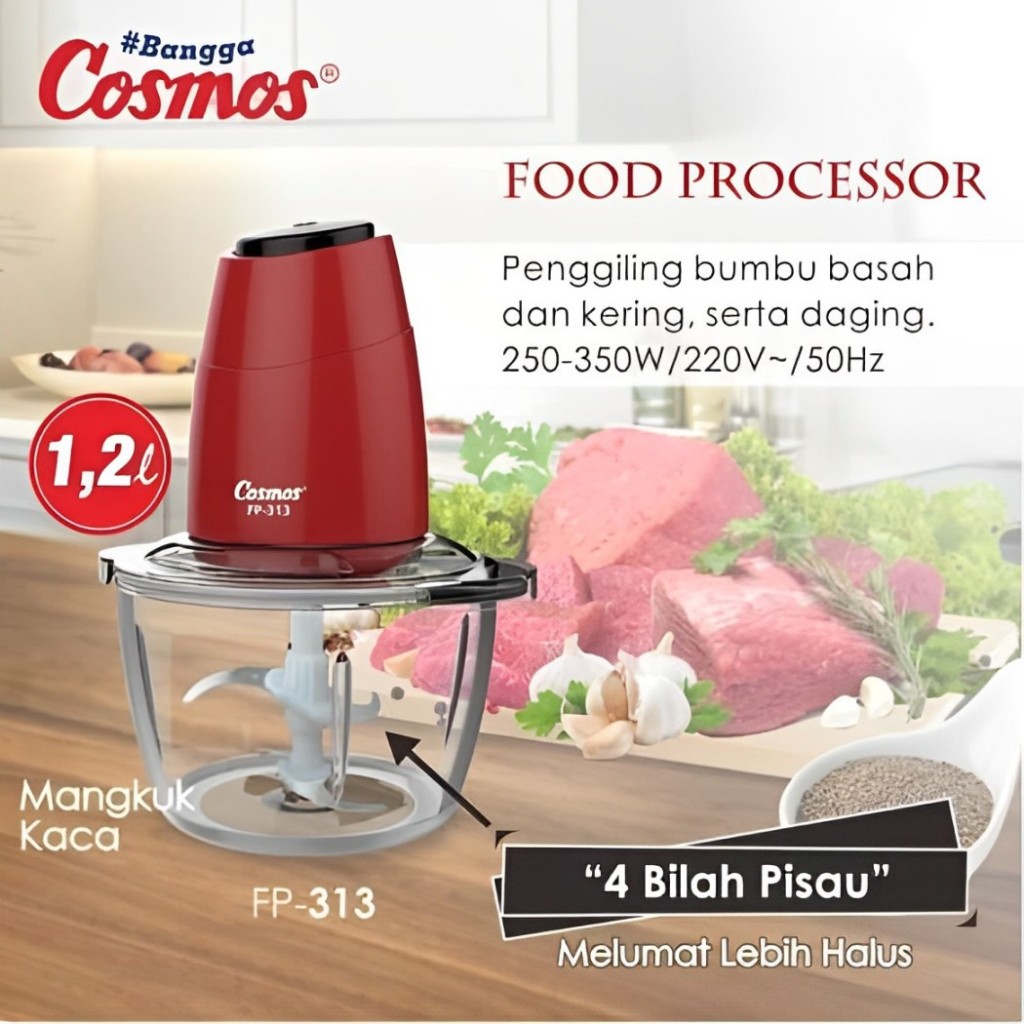 Food Chopper Cosmos FP-313 1,2L / Blender Daging Cosmos FP313 1,2 Liter / Chopper Cosmos 1.2L FP 313