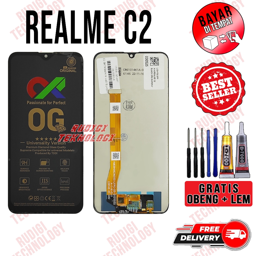 Lcd REALME C2 Original Gratis Lem dan Obeng Lcd Touchscreen REALME C2 Fullset