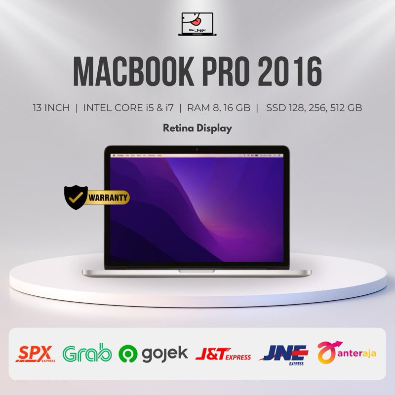 Macbook Pro 2016  Retina 13 inch RAM 8 GB // SSD 128 // 256 GB Second Original