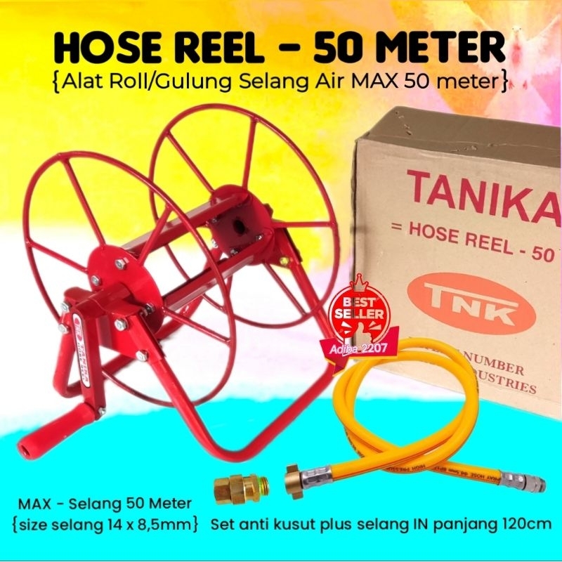 Gulungan selang air 50 meter water hose reel alat rol tempat dudukan penggulungan gulung selang air 