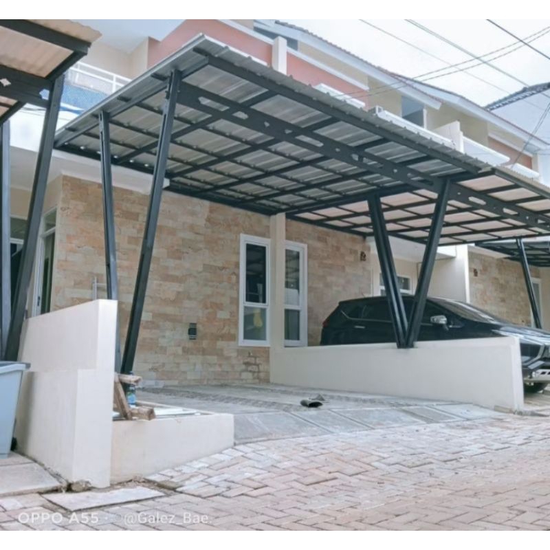 kanopi bajaringan atap spandk galvalume terpasang