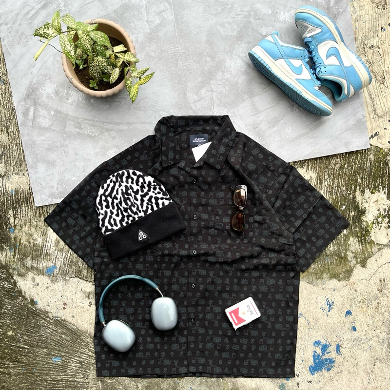 Vintage Splendid Satisfaction (JAPANESE DESIGNER) Open Collar Styled Skull Printed Summer Shirt