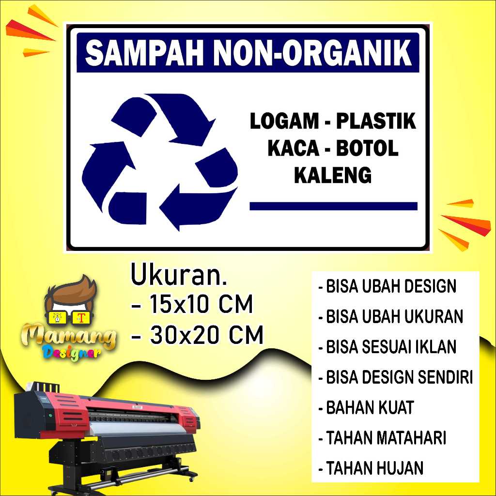 

Sticker Tempelan Sampah Non Organik Bahan Tahan Air Biru