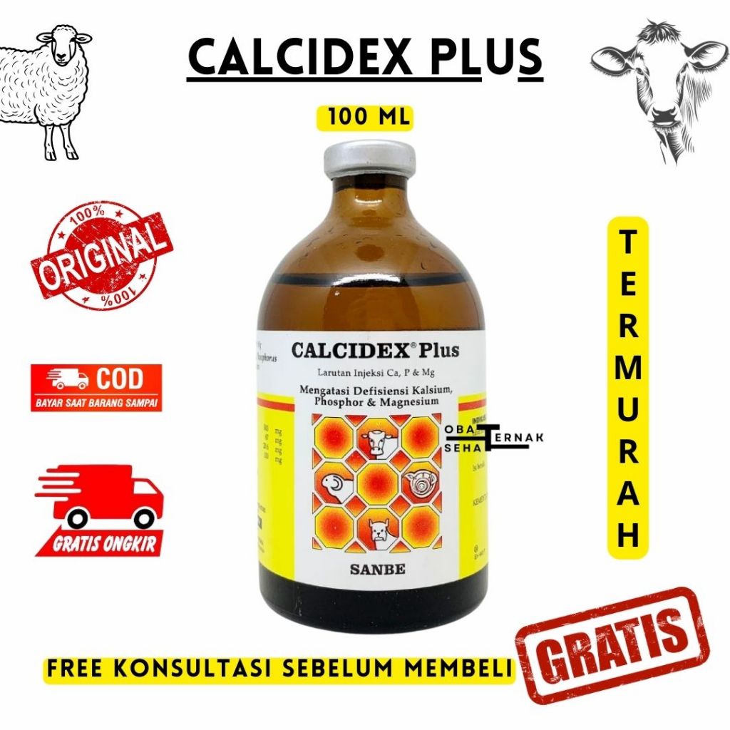 CALCIDEX PLUS 100 ml - Obat Sapi Kambing Lumpuh Ampuh PT Sanbe Farma