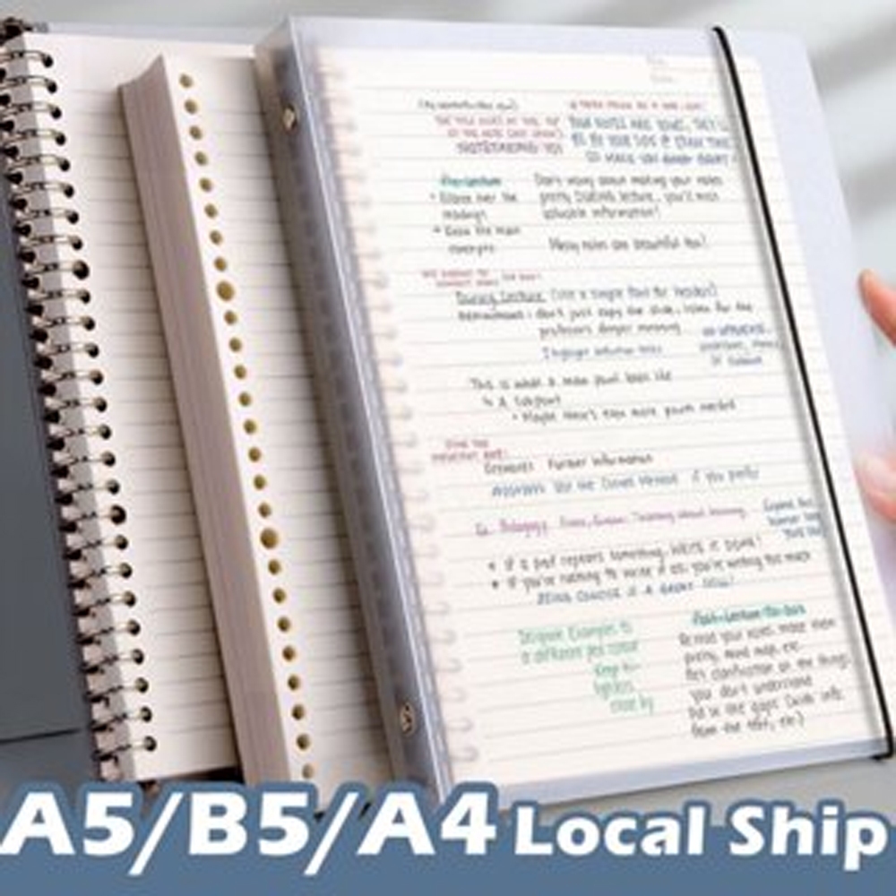 

[Ready Stock] A4/B5/A5 Loose Leaf Refill Binder Notebook Replacable Metal Ring Planner Bullet Journal Diary Blank/Line/Grid/Cornell Available Office School Stationery Supplies