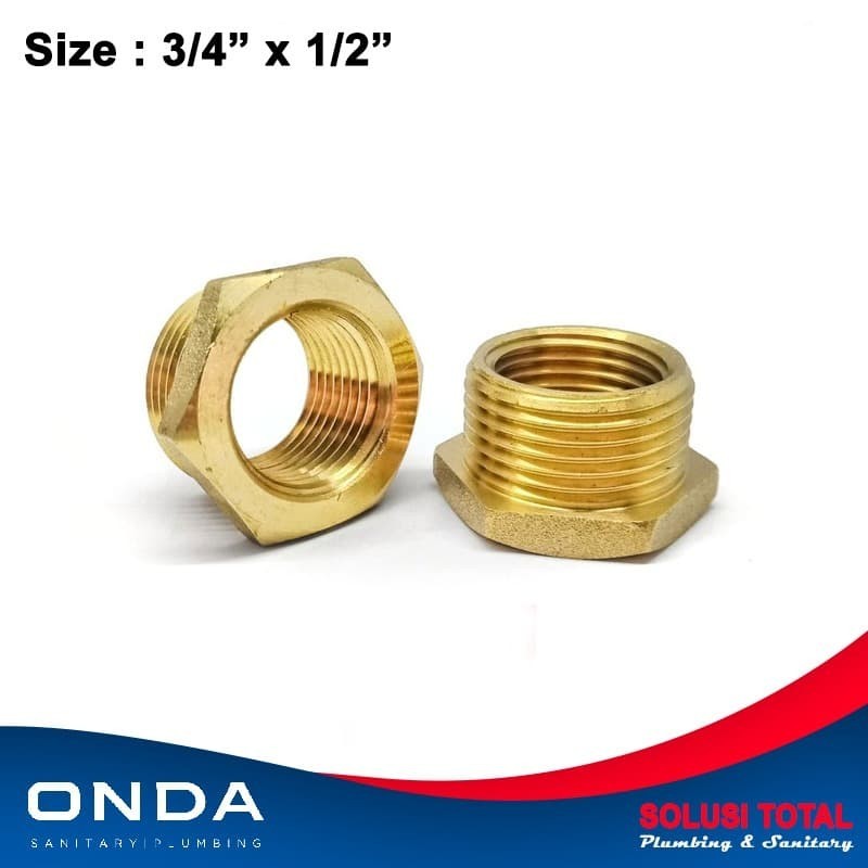 Vlok Ring 3/4 X 1/2 Inch Kuningan Onda Verlop Plok Brass 3/4" x 1/2"