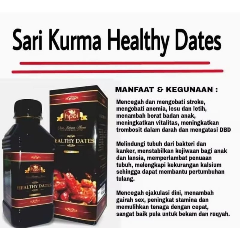 

Sari Kurma Healthy Dates HPAI BAnyak Nutrisi dan Vitamin