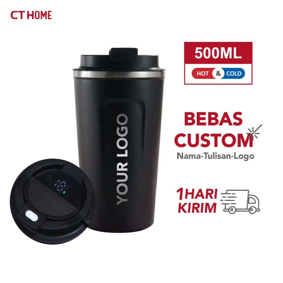 Tumbler Custom Grafir Laser Mug Kopi 500 ml Stainless Steel Vacuum Tahan Panas Dingin Temperatur Pem