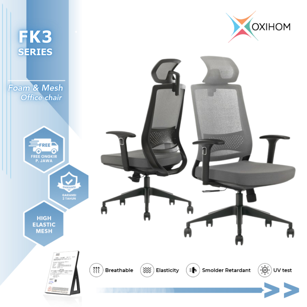 Oxihom FK3 Kursi Kantor Kursi Gaming Belajar Jaring Hidrolik Ergonomis
